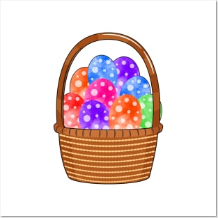 Colorful Easter Eggs Basket Posters and Art